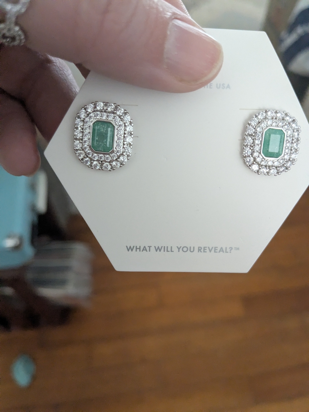 Emerald Green Halo Stud Earrings with Crystal Double Halo